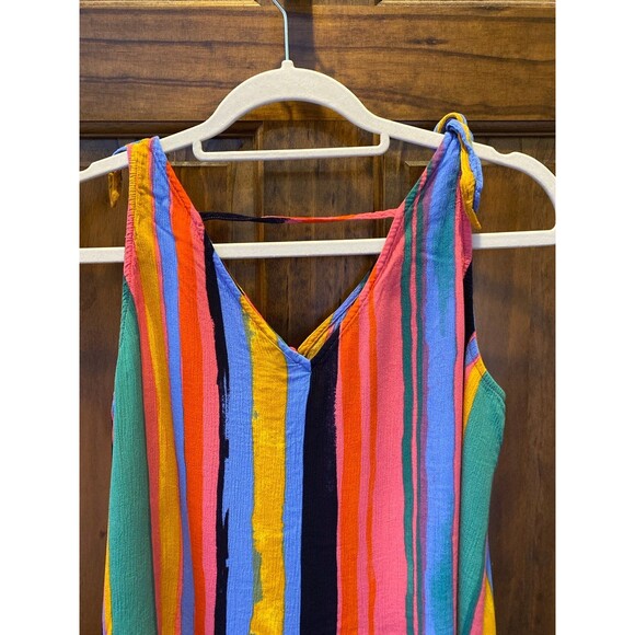 ANA Tank Top Blouse Size Large Rainbow Stripes Summer Blouse Flowy & Cool - Picture 5 of 11